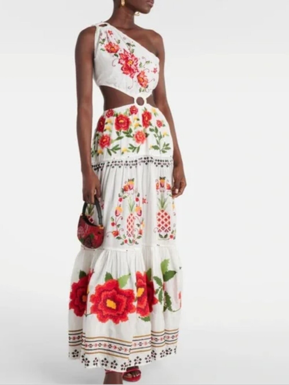 Off-White Embroidered Carmina Floral Maxi Dress by the Brazilian brand FARM Rio